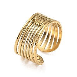 Golden 304 Stainless Steel Cuff Open Ring Setting, with Loop, Ion Plating(IP), Golden, 12mm, Hole: 2.5mm, 18mm