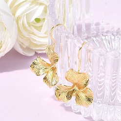 Настоящее золото 18K Латунные серьги-подвески в виде листьев, долговечный, стойки покрытие, без свинца и без кадмия, реальный 18 k позолоченный, 30.5x17 мм