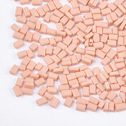 Light Salmon Baking Paint Glass Flat Beads, Rectangle, Light Salmon, 4~7x3~4x2.5mm, Hole: 0.8mm, about 2500pcs/bag