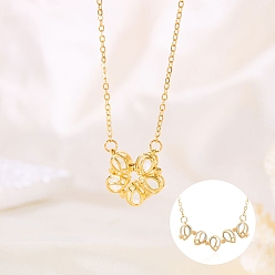 Прозрачный Латунный стеклянный магнитный цветок кулон кабель цепочка ожерелья для женщин, золотые, прозрачные, 17.32 дюйм (44 см)