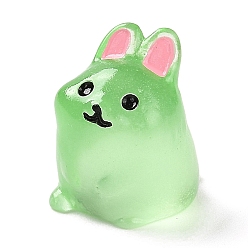 Lime Rabbit Luminous Resin Display Decorations, Glow in the Dark, for Car or Home Office Desktop Ornaments, Lime, 17.5x16x21.5mm