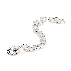 Посеребрённый Покрытие стойки латунный удлинитель цепи бордюра, концевые цепи с каплей в виде сердца, 925 серебро покрытием, 56 мм