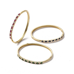 Mixed Color Cubic Zirconia Hinged Bangle, Golden Brass Jewelry for Women, Mixed Color, Inner Diameter: 2-3/8 inch(5.9cm)