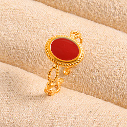 Золотой 304 Открытые кольца-манжеты из нержавеющей стали с эмалью для женщин, овальные, золотые, 12 мм, внутренний диаметр: 19 мм