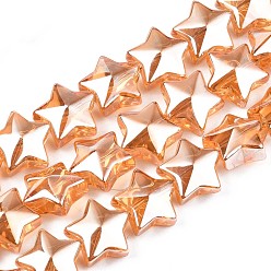 Сэнди Коричневый Гальванизируйте стекла прядь, гальваническое покрытие, звезда, песчаный коричневый, 11.5~12.5x13x7 мм, отверстие : 1 мм, около 55~56 шт / нитка, 23.62 дюйм ~ 25.20 дюйм (60~64 см)
