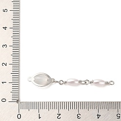 Plaqué Platine Véritable Breloques de connecteur de liens ovales en verre pavé de laiton plaqué en rack, avec perles en plastique imitation abs, Platine plaqué, 44mm, Trou: 1mm