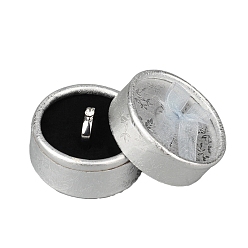 Серебро Круглые картонные коробки для хранения колец, Шкатулка для украшений с бантом и черной губкой внутри, для хранения колец, серебряные, 5.5x3.5 см, 30 шт / комплект