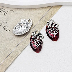 Body Подвески из эмали и сплава, анатомические подвески в форме сердца, античное серебро, тело, 25x14 мм