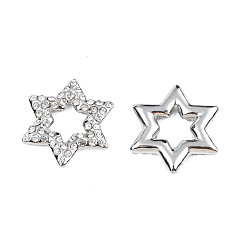 Edelstahl Farbe 304 Edelstahl verbindet Ringe, mit Strass-Kristall, Stern, Edelstahl Farbe, 17.5x15.5x2 mm