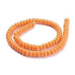 Orange K9 Glass Beads Strands, Imitation Jade Glass Beads, Rondelle, Orange, 8~8.5x4.5~5mm, Hole: 1.4mm, about 84pcs/Strand, 15.87 inch(40.3cm)