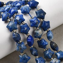 Ляпис-Лазурь Нитки бусины из натурального ляписа-лазури, звезда, с бисером, 10x10x6 мм, отверстие : 1 мм, около 36~37 шт / нитка, 14.76~14.96'' (37.5~38 см)