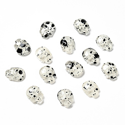 Clear Spot Pattern Resin Cabochons, Nail Art Decoration Accessories, Skull, Clear, 8x6x2mm