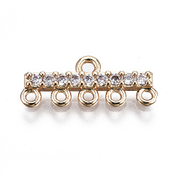 Light Gold Messing Micro Pave klare Zirkonia Kronleuchter Komponente Links, langlebig überzogen, cadmiumfrei und bleifrei, Licht Gold, 6.5x16.5x2 mm, Bohrung: 1 mm