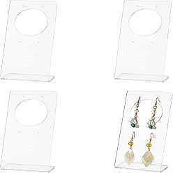 Clear Transparent Acrylic Earring Display Stands, L-Shaped for 2 Pairs Dangle Earring Display, Clear, 8x4x16cm, Hole: 2.2mm
