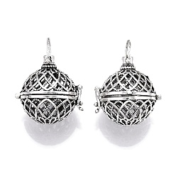 Античное Серебро Подвески из латуни, без никеля , для ожерелья, полый круглый, античное серебро, 32x29x25 мм, отверстие : 6x7 мм, внутренней меры: 20 мм