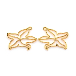 Золотой Подвесные подвески из сплава, для diy уф смолы, эпоксидная смола, Прессованные цветочные украшения, морская звезда, золотые, 31x38x2 мм, отверстие : 2 мм