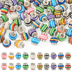 (52) Непрозрачная лаванда 60 шт. латунные бусины из смолы, со стразами, колонка, серебряные, разноцветные, 15x14 мм, отверстие : 3.5 мм