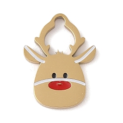 Красный Рождественская тема ионного покрытия (IP) 304 подвески из эмали из нержавеющей стали, золотые, олень очарование, красные, 16x12x1.5 мм, отверстие : 1.5 мм