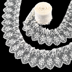 Blanc Floral 7.5 mètres de rubans de coton, fleur, pour les accessoires vestimentaires, floral blanc, 4-3/8 pouces (110 mm)