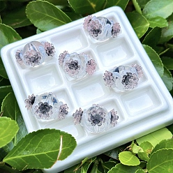 Фламинго Непрозрачные акриловые бусины, бусины ручной работы, круглая с цветком, фламинго, 18 мм, отверстие : 3 мм