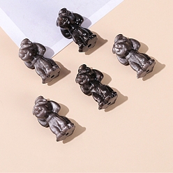 Собака Натуральные серебряные бусины из обсидиана, собака, 22x13x12 мм