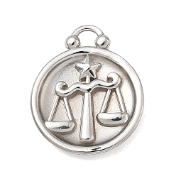Весы 12 созвездия 304 подвески из нержавеющей стали, плоско-круглые, цвет нержавеющей стали, весы очарование, 20.5x17x2.7 мм, отверстие : 2.4x2.7 мм