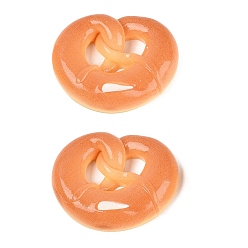 Sandy Brown Opaque Resin Imitation Food Cabochons, Pretzel Stick, Sandy Brown, 36x43~44x10mm