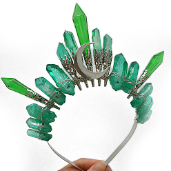 Флюорит Обручи для волос из натурального зеленого флюорита, корона для волос, для женщин девушек, 350x150 мм