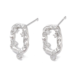 Платинированный Латунные серьги-гвоздики из циркония, без кадмия, без никеля и без свинца, Реальная платина, 15x9 мм, отверстие : 1.2 мм, штифты : 0.8 мм