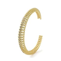 Real 18K Gold Plated Brass Micro Pave Cubic Zirconia Hollow Cuff Bangles, Long-Lasting Plated, Lead Free & Cadmium Free, Real 18K Gold Plated, Inner Diameter: 2-3/8 inch(5.9cm)