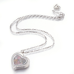 Унакит Сплав горный хрусталь кулон ожерелья, с натуральными шариками из неакитового чипа и 304 из нержавеющей стали, сердце, 18.11 дюйм (46 см)