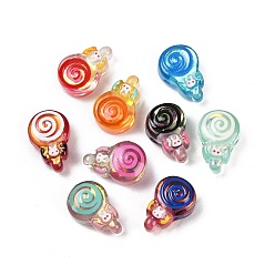 (52) Непрозрачная лаванда Прозрачные смоляные эмалевые бусины, леденец с кроликом, разноцветные, 15x10x6.5 мм, отверстие : 1 мм
