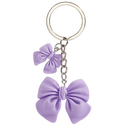 Лиловый Смолы брелок, с железной фурнитурой, бантом, сирень, 88 мм