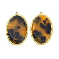 Oval 304 подвески из нержавеющей стали, cmолой, ионное покрытие (ip), реальный 18 k позолоченный, овальные, 41x25x5 мм, отверстие : 1.8 мм