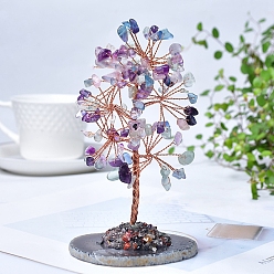 Флюорит Украшения для елки из натуральной флюоритовой крошки, с медной проволокой, энергетический камень по фен-шуй, подарок для украшения домашнего рабочего стола, 130~150 мм