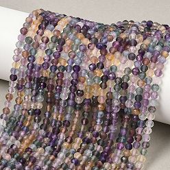 Флюорит Природных красочные флюорита бисер нитей, круглые, граненые, 3.5~4 мм, отверстие : 0.7 мм, около 110 шт / нитка, 15.16~15.35 дюйм (38.5~39 см)