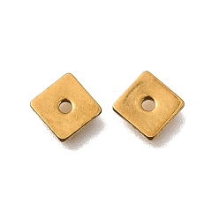 Настоящее золото 18K 304 из нержавеющей стали бусы, ионное покрытие (ip), квадратный, реальный 18 k позолоченный, 5x5x0.7 мм, отверстие : 1 мм