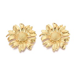 Настоящее золото 18K 304 подвески из нержавеющей стали, прелести подсолнуха, ионное покрытие (ip), реальный 18 k позолоченный, 46x47x5 мм, отверстие : 1.5~1.6 мм