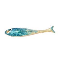 Fish 304 Stainless Steel Enamel Big Pendants, Ion Plating(IP), Golden, Fish Charms, 52x9.5x3.5mm, Hole: 2.2mm