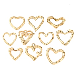 Настоящее золото 18K 10 шт. 304 подвески из нержавеющей стали, шарма сердца, ионное покрытие (ip), реальный 18 k позолоченный, 14~19x15~20x1.5~5 мм, отверстие : 1.6~2 мм
