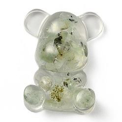 Пренит Украшения дисплей смолы, с натуральной крошкой пренита внутри, медведь, 53.5~53.8x41~41.5x17.5~21 мм