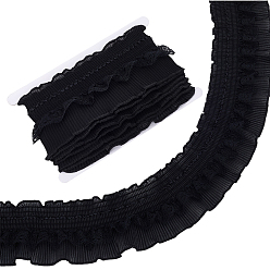 Black 5Yards Polyester Lace Ribbon, for DIY Craft Sewing Accessories, Black, 3-1/2 inch(90mm)