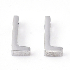 Letter L Anlaufgeschützt 201 Charms aus Edelstahl, Edelstahl Farbe, letter.l, 8x4x3 mm, Bohrung: 1.6 mm