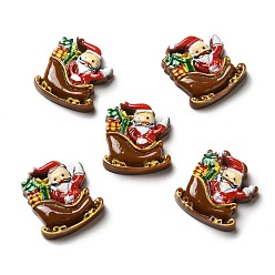 Coconut Brown Christmas Opaque Resin Cabochons, Santa Claus, Coconut Brown, 19.5x17.5x4.5mm