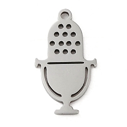 Нержавеющая Сталь Цвет Не тускнеет 5шт 201 подвески из нержавеющей стали, лазерная резка, микрофон подвеска, цвет нержавеющей стали, 17.5x9.5x1 мм, отверстие : 1.2 мм