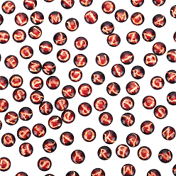 Черный Кабошоны из стекла, полукруглый / купол с алфавитом, для изготовления ювелирных изделий, чёрные, 12x4 мм, 104 шт / коробка