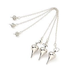 Платина Маятники для биолокации с заостренными цепями из латуни, Сплав с застежками когтя омара, без кадмия и без свинца, слеза, платина, 220~235 мм, отверстие : 2 мм