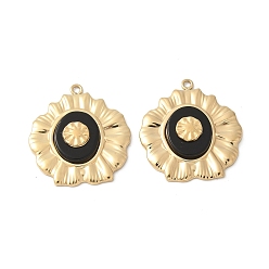 (946F)Морозный цвет внутри  Жонкиль / Непрозрачная зеленая подкладка 304 подвески из нержавеющей стали, , с натуральным черным агатом, ионное покрытие (ip), 22x20x3.5~4 мм, отверстие : 1.2 мм