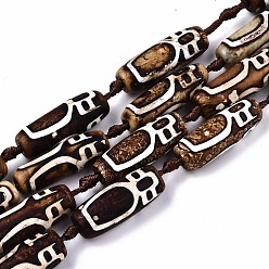 Nectar Bottle Pattern Тибетского стиля бусы дзи, природный агат бисер нитей, окрашенная и подогревом, овальные, образец бутылки нектара, 28~31x9~11 мм, отверстие : 2.5 мм, около 10 шт / нитка, 14.96 дюйм (38 см)