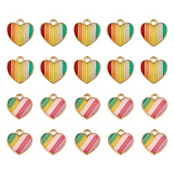 Mixed Color 20Pcs Alloy Enamel Pendants, Golden, Heart with Rainbow Pattern, Mixed Color, 11x12.5mm